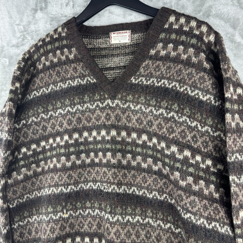 Vintage McGregor Mohair Pure Worsted Blend Sweater Grunge Fuzzy Men's XL 70s USA - Picture 5 of 14
